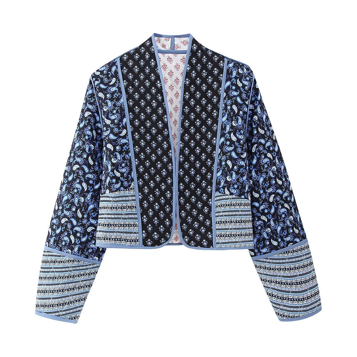 Women's Reversible Printed Jacket Lightweight Autumn Cotton Coat_voghion.com