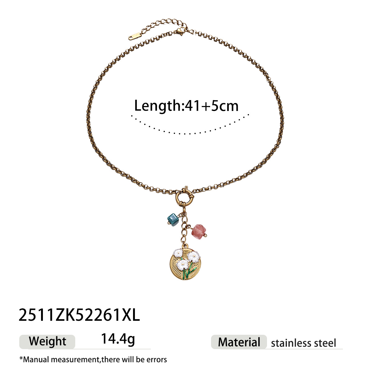 Collar de acero inoxidable de alta calidad ligero de lujo floral colgante de acero