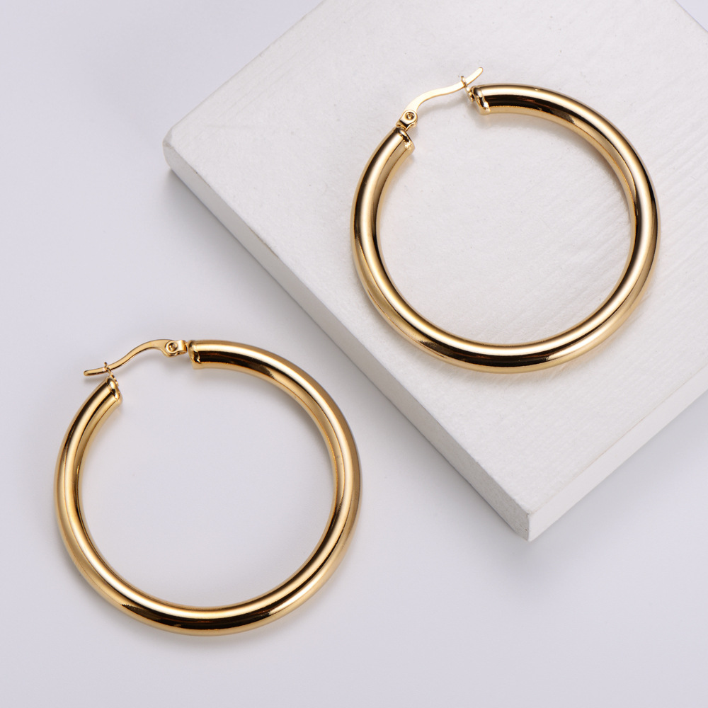 Simple Style Geometric Polishing Stainless Steel No Inlaid 18K Gold Plated Earrings display picture 3