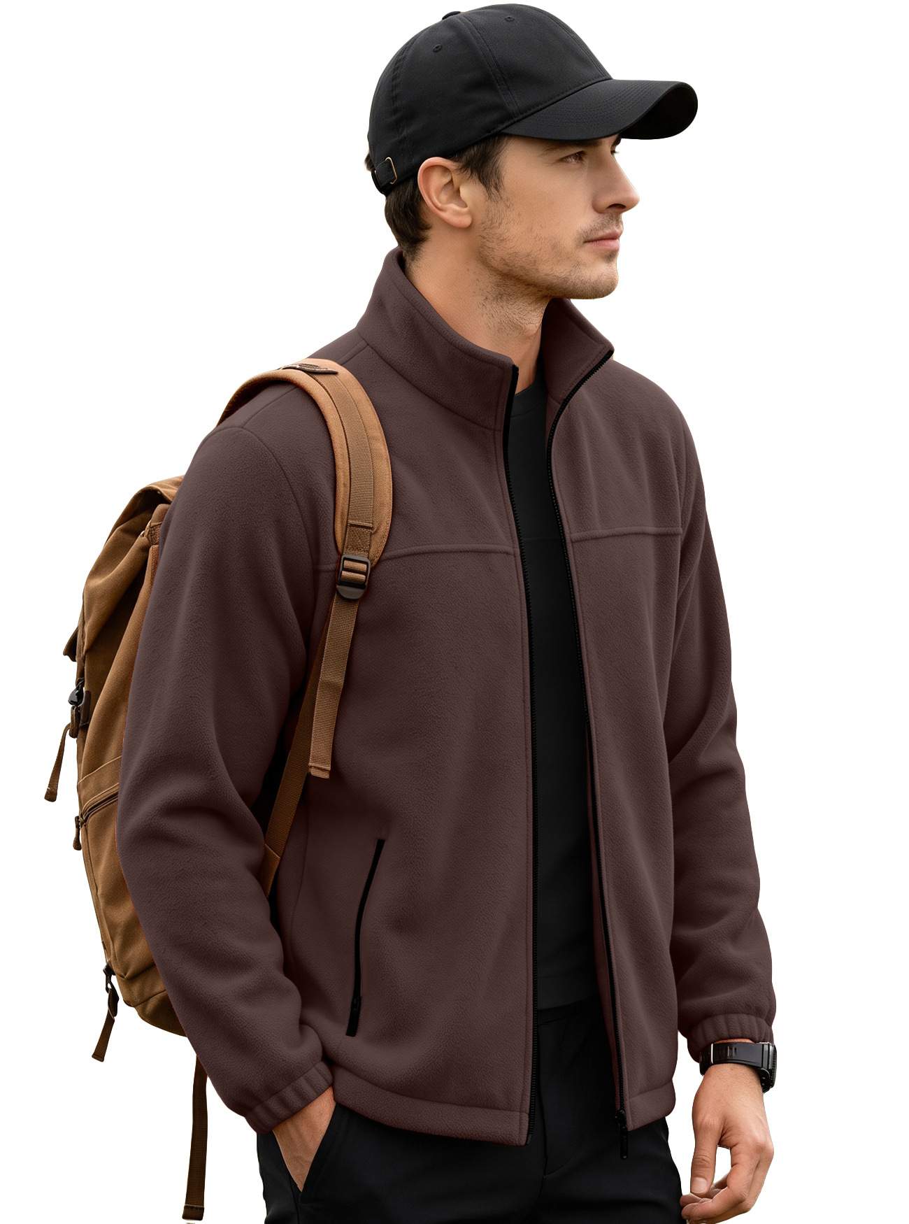 Sudadera de Vellón Polar para Hombre 380g de Poliéster Térmica con Cremallera para Uso Casual