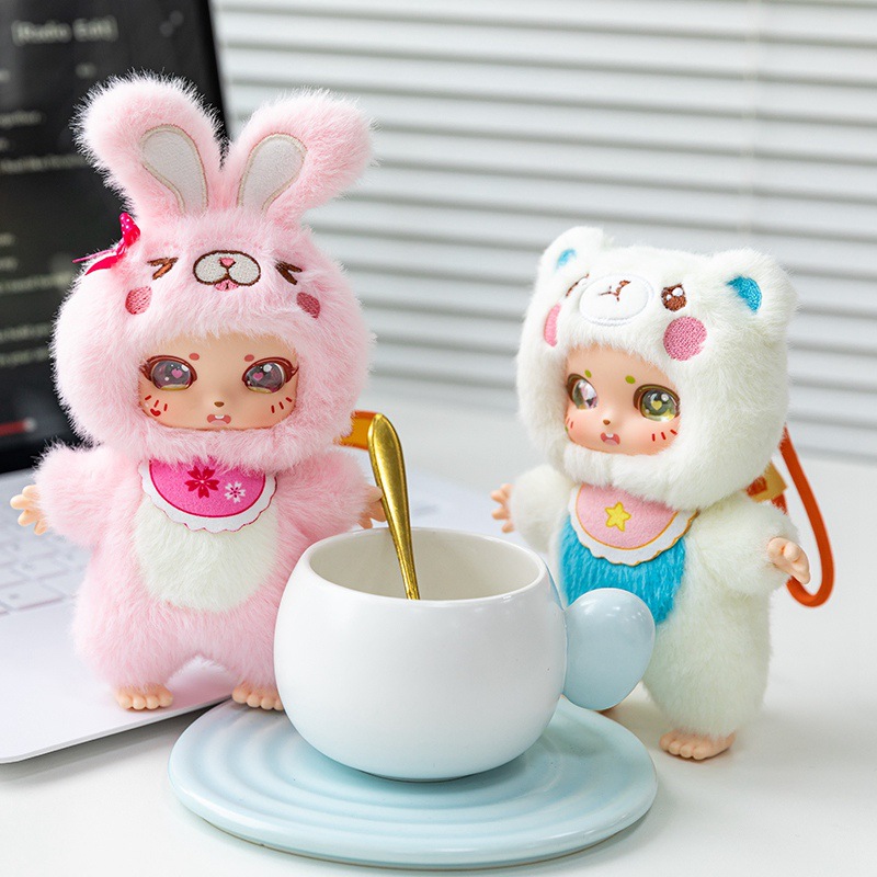 可爱小兔子小熊公仔毛绒玩具硅胶娃娃小挂件女生儿童礼物背包挂饰