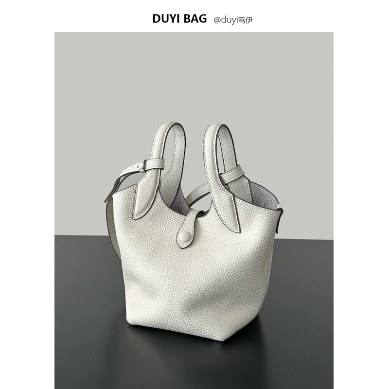 2025 New Designer Vegetable Basket Handbag Women's Bag First Layer Cowhide Shoulder Bag Genuine Leather Crossbody Bag Bucket Bag