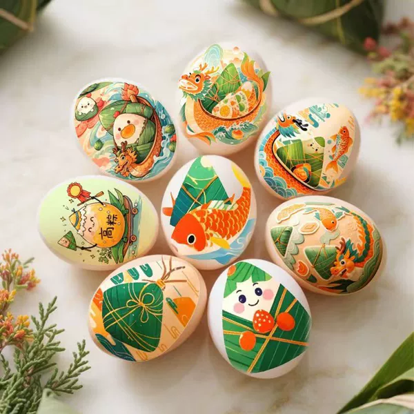 Dragon Boat Festival Egg Stickers 8 Stickers - Style 1