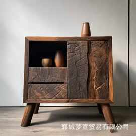 老榆木餐边柜落地式小型收纳柜复古玄关储物柜客厅斗柜茶室收藏柜