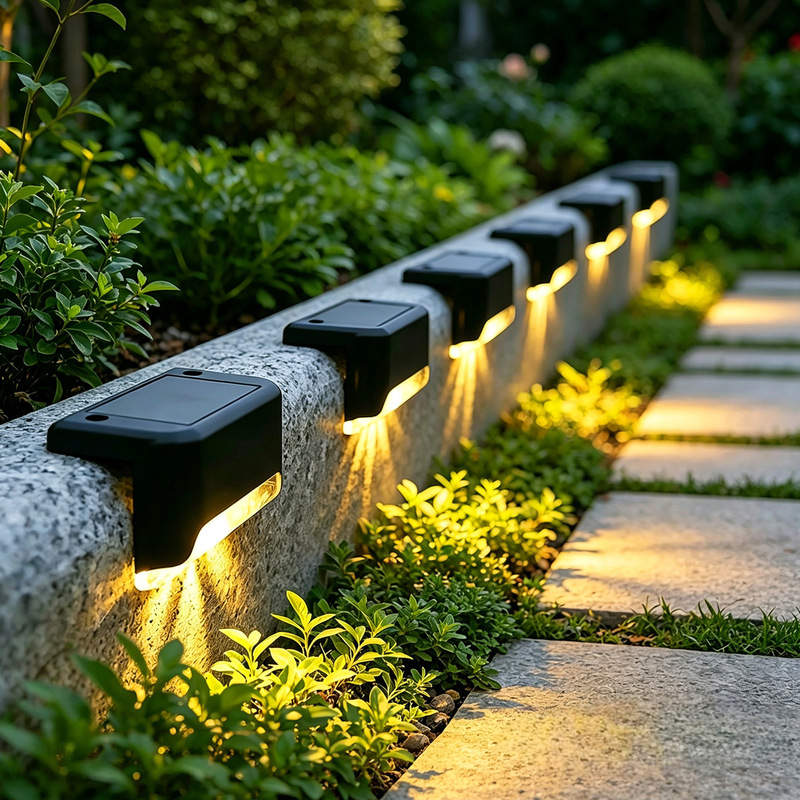 Solar outdoor courtyard lights, footlights, home garden stair step lights, waterproof fence decoration, railing decoration