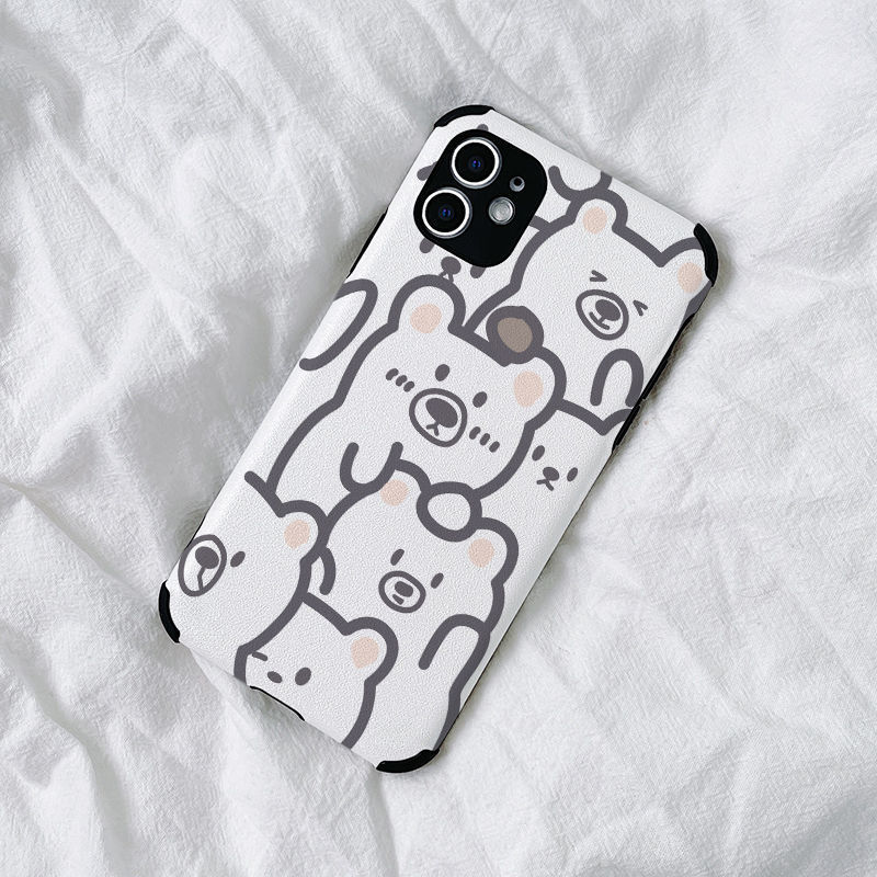 Cute Teddy Bear Phone Case For Iphone With Sheepskin Pattern_voghion.com