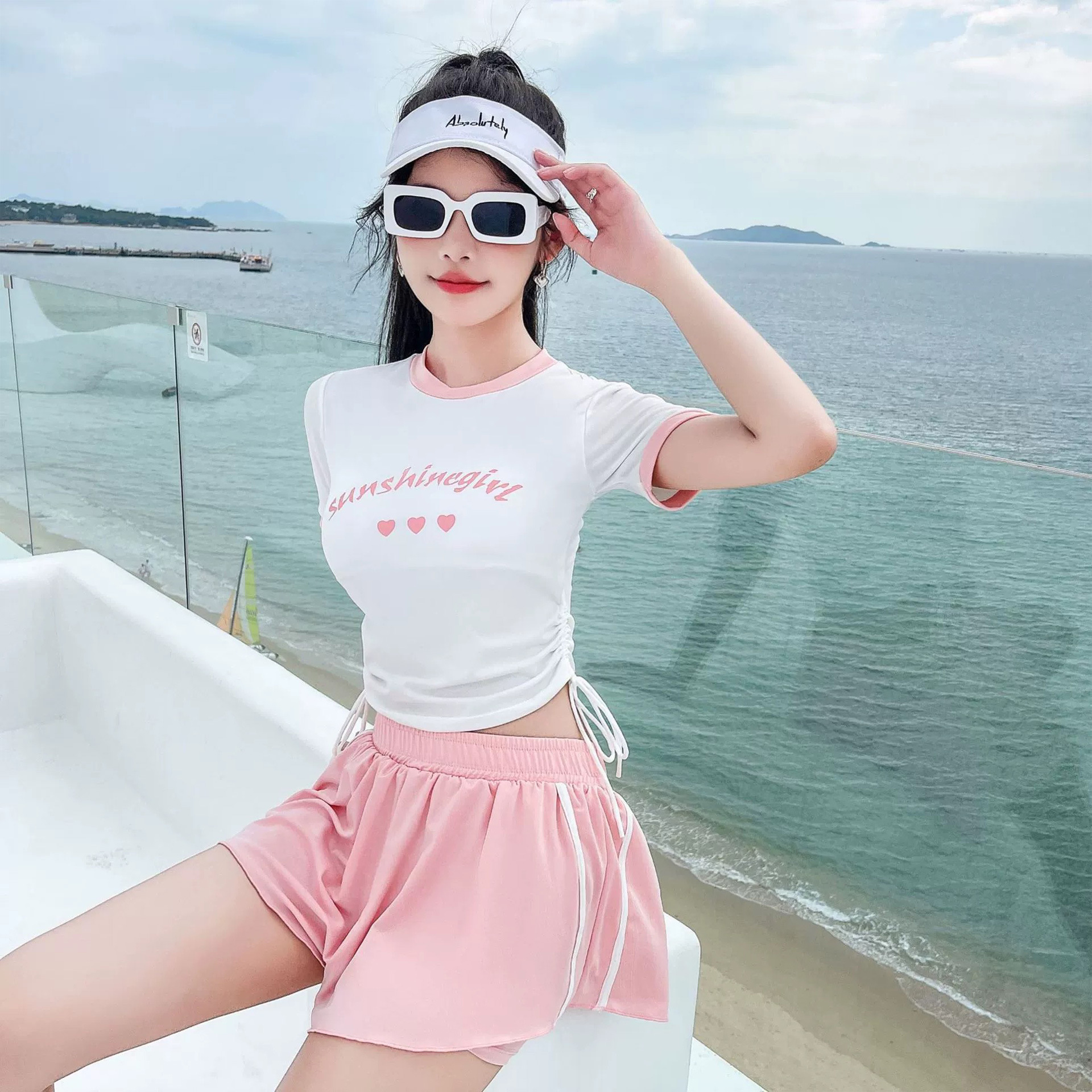 Traje de baño transfronterizo para mujer 2025 nuevo traje de baño de vacaciones de boxer deportivo de dos piezas dividido delgado y delgado para estudiantes