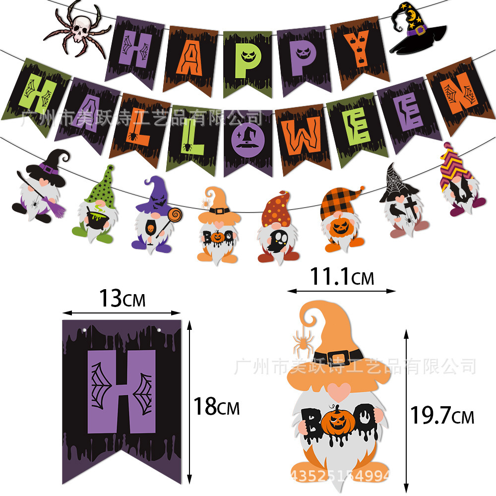 Halween fiesta decoración pull bandera inserción fantasma bruja pastel plug-in feliz Halloween pull Flag