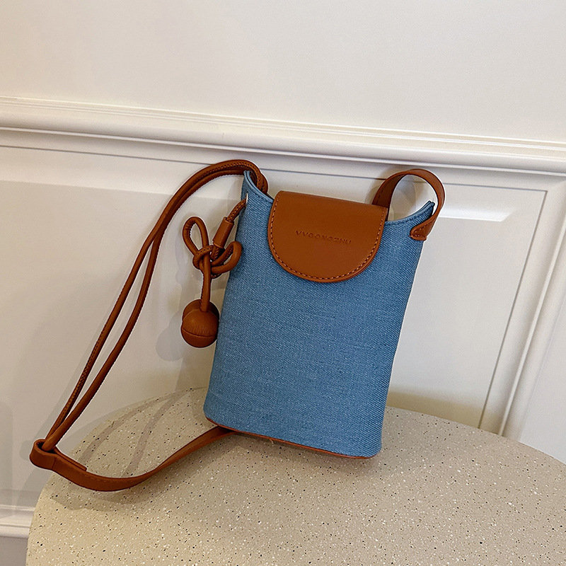 Bolso de paja coreano para mujeres 2026 verano nuevo tejido de hombro de tramo de moda casual bolso para teléfonos móviles