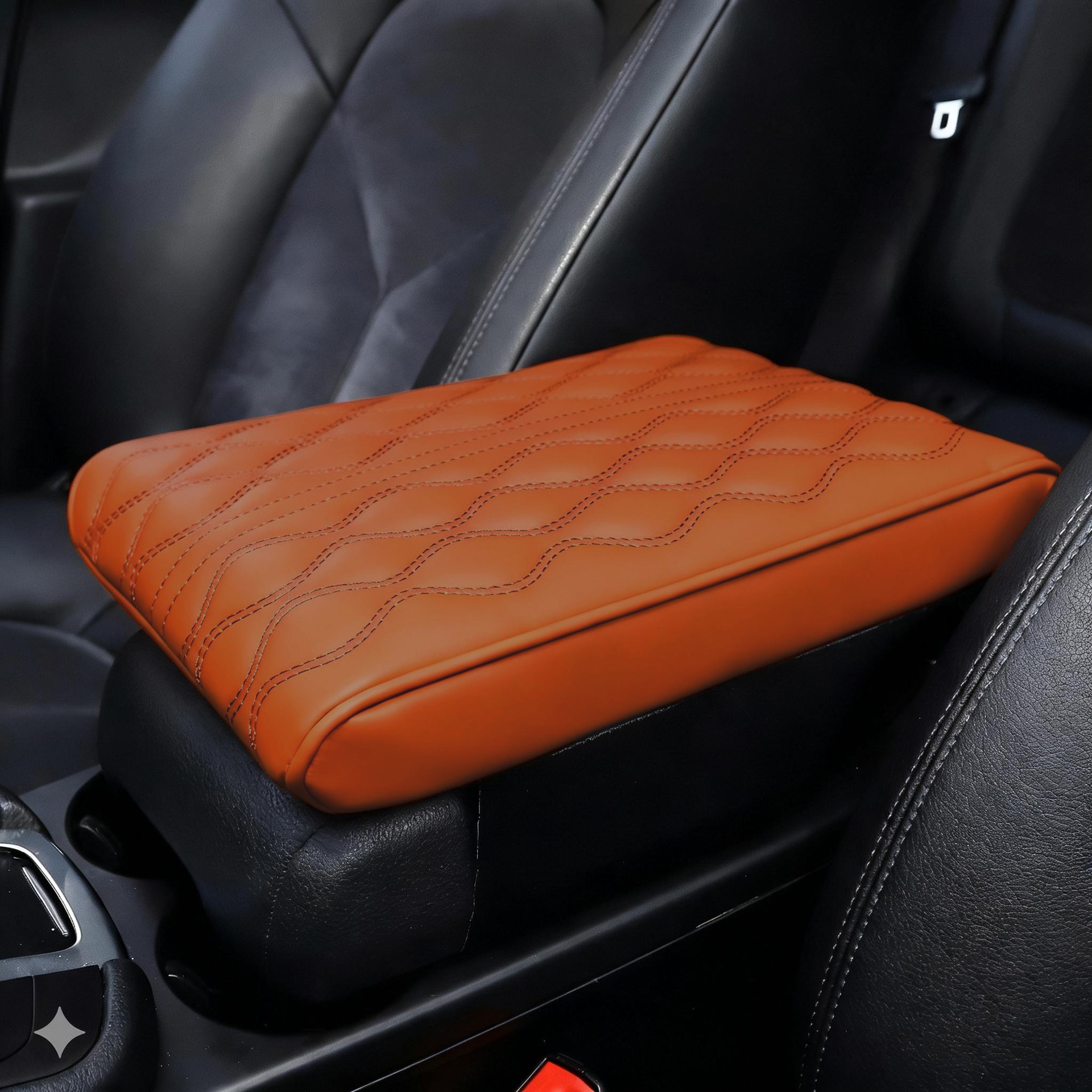 Armrest box pad, Universal Box Heightening Pad - wavy-memory-foam-armrest-box-heightening-pad-cayenne-color