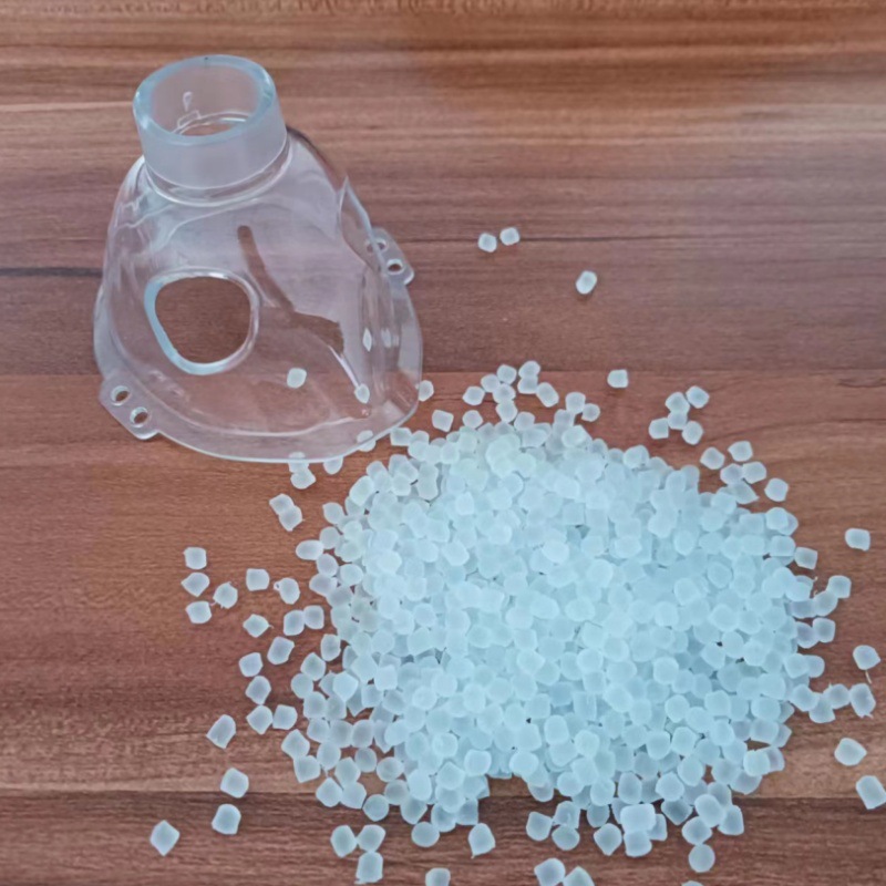 医用PVC颗粒生产厂家注塑级蓝底透明非邻苯高流动呼吸面罩原料75A
