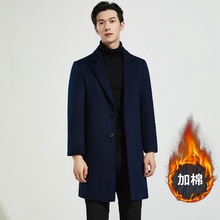 男士羊毛大衣秋冬新款加绒加厚中长款毛呢大衣时尚休闲西装领外套