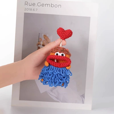 Women's Cute Storage Hand — Static Rod/Key Bag - hand-knitted-blue-and-red-short-hair-universal-99-car-key-full-protection