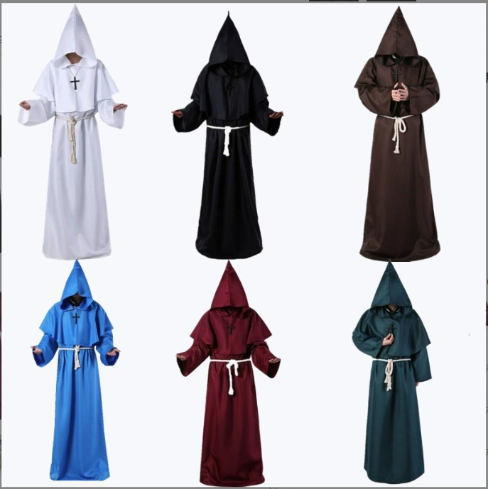 Хэллоуин косплей костюм средневековый монах костюм монах костюм волшебник костюм священника cos костюм