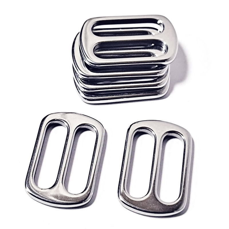 现货箱包五金配件不锈钢平面日型织带固定卡位调节三档金属防锈扣