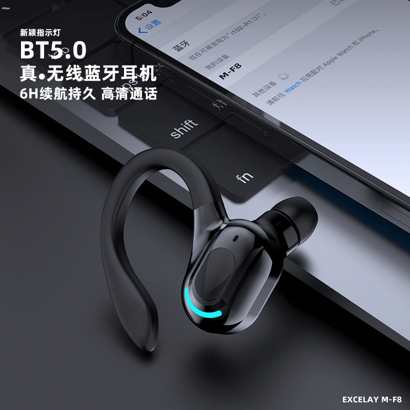 Transfronterizo Excelay F8 auricular Bluetooth Deportes oreja colgando anti-perdida color en la oreja tapones para los oídos inalámbricos fuente de fábrica