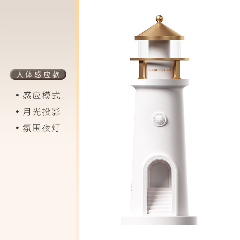 Luz de proyector de faro de luz de luna transfronteriza, luz de noche de atmósfera, control remoto Bluetooth, sensor de cuerpo humano, decoración de escritorio creativa, lámpara de mesa pequeña