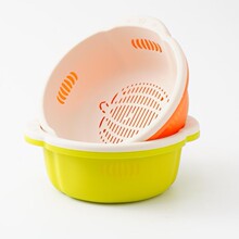 Plastic Drainage Fruit Basket with Double-Layer Mesh and Cus