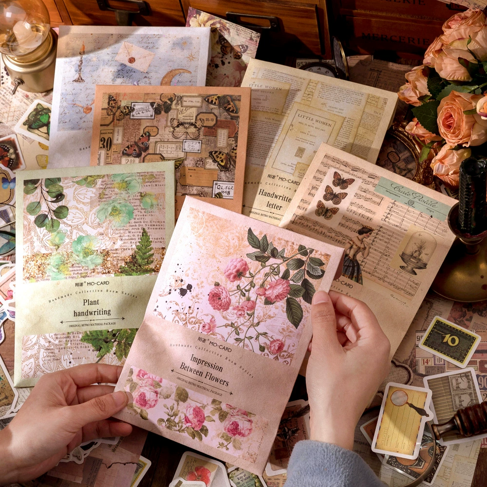 Mo Mo Material Sticker Set Hand of the Favorites Room Retro Hand -in -Boarded Patching Plant Plant Butterfly