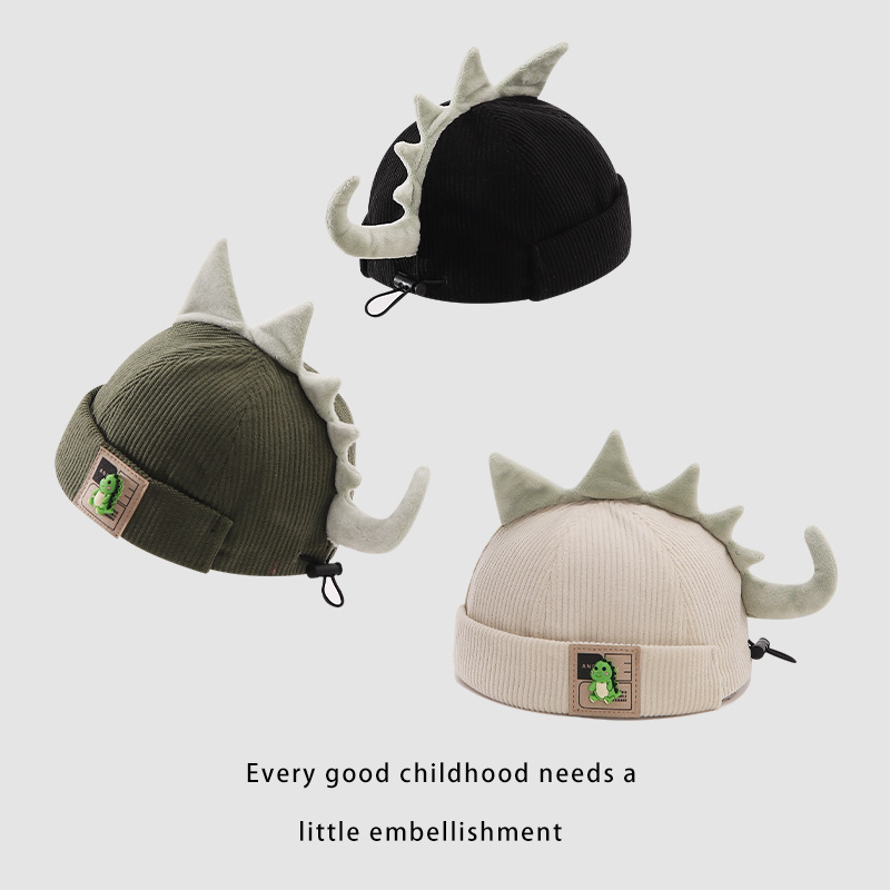 Gorro de melón para bebé – dinosaurio, velcro ajustable, invierno cálido, lindo y práctico image 3