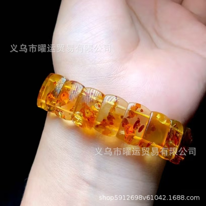 直播爆款琥珀蜜蜡手牌爆花琥珀手串手饰男女复古款高级手牌热卖款|undefined