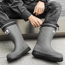 德系雨鞋男款中筒厚底成人钓鱼防水防滑胶鞋耐磨水鞋骑手外穿雨靴