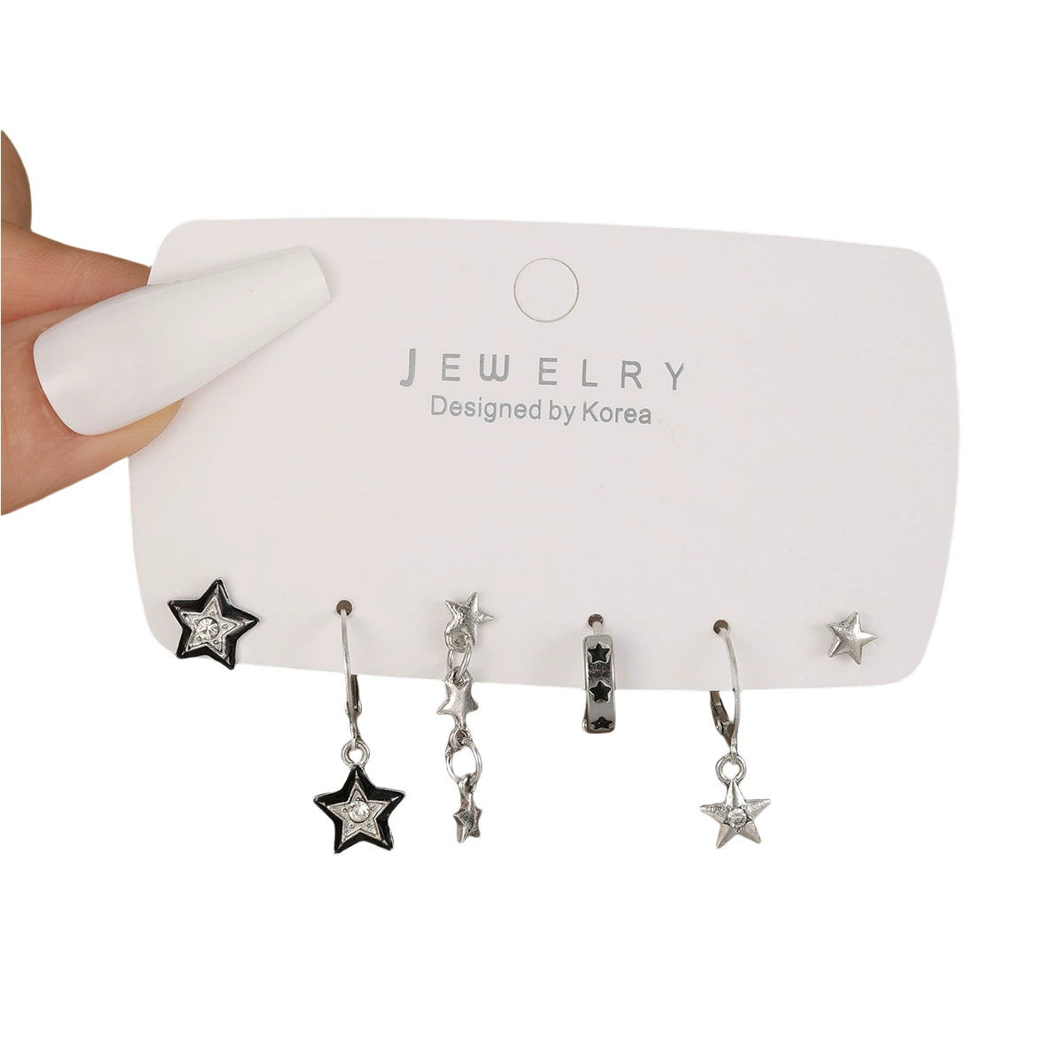 Earrings set 6-piece, European style simple elegant, metal fashion studs and dangles