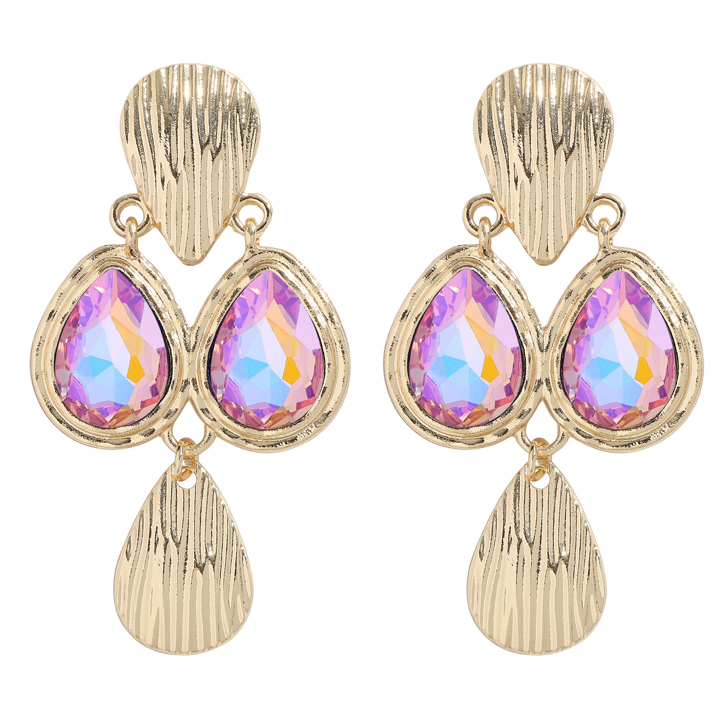 Fashion Alloy Inlaid Colorful Gemstone Drop-shaped Creative Earrings display picture 13