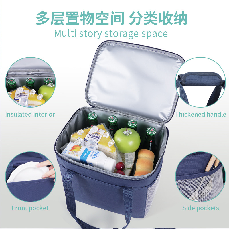 Bolsa de almuerzo portátil de gran capacidad bolsa de almuerzo para el trabajo bolsa de aislamiento bolsa de almuerzo para estudiantes engrosada extra grande transfronteriza