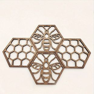 (Cross-border trading), wooden cartoon non-slip table mat, bee, increased thickness