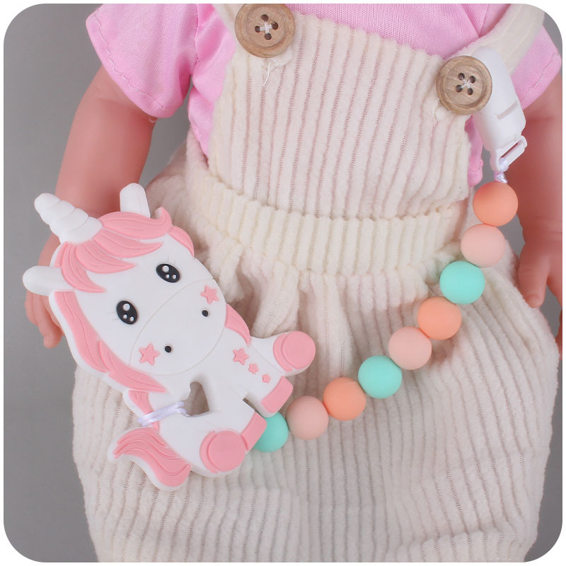 Suministros para bebés Cadena de chupete bebé creativo de silicona cuentas redondas clip de pezón anti-caída con dos juegos