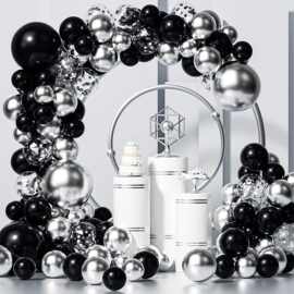 黑银金属乳胶气球链花环拱门生日毕业婚礼派对新年装饰场景跨境