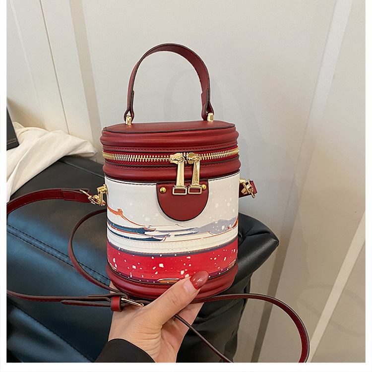 Bolsa tiracolo de balde com graffiti para mulher estilo coreano_voghion.com