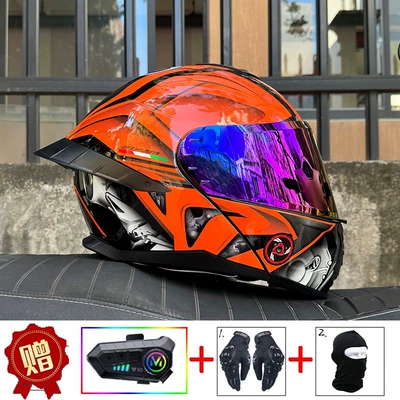 Motosiklet dəbilqələri | motorcycle helmet for men and women, Bluetooth - m-orange-knight-color-mirror-y10-bluetooth-headset