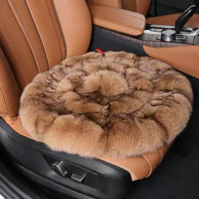 non-backrest plush car cushion, Seat cushion, seat cover - khaki-round-version-cushion