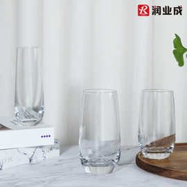 跨境通用玻璃无脚香槟杯创意果汁Stemless红酒杯单杯子印logo直身