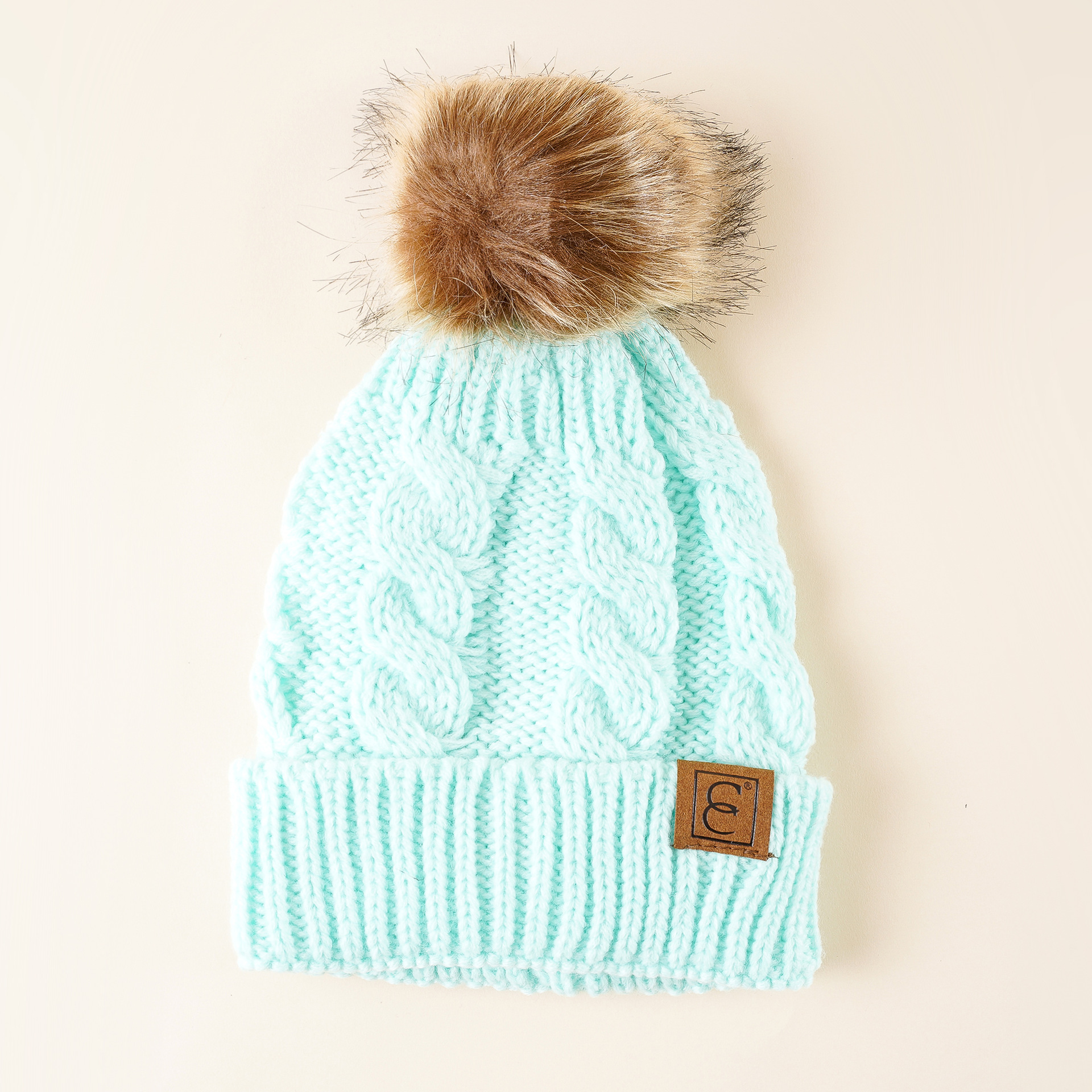 Sombrero de lana de invierno de las mujeres de estilo coreano moda de cuero estándar sombrero de lana sombrero de punto cálido patrón de cáñamo sombrero de lana