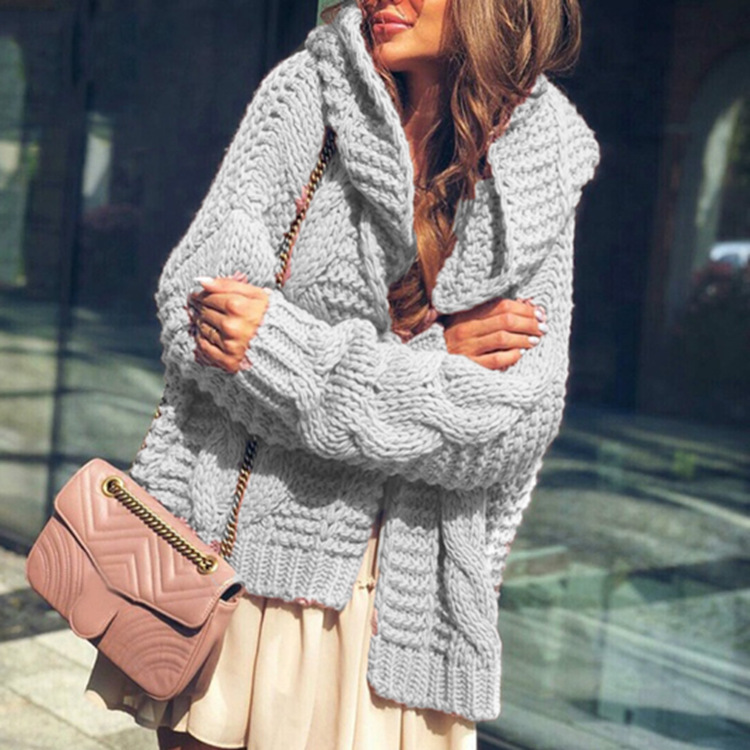 Transfronterizo europeo y americano de las mujeres de la aguja gruesa suéter de las mujeres del otoño y el invierno Nueva engrosada moda suelta chaqueta TX5051 image 14