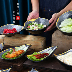 メラミン冷菜プレート模造磁器和食器鍋皿クリエイティブ特殊形状スナックプレートパスタプレート野菜サラダプレート