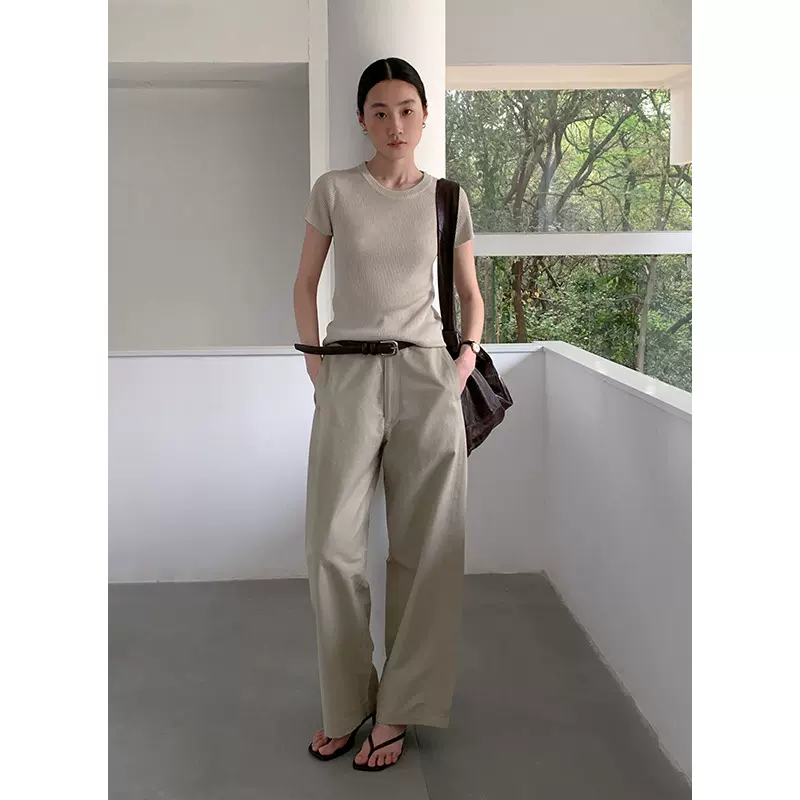 木兰 夏日清爽短袖T恤女2025十三行新款韩系亲肤透气针织衫 55056