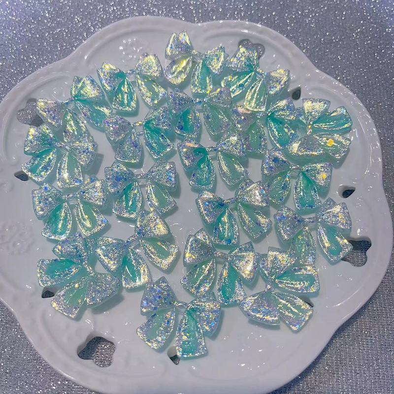 【悬浮爆闪小蝴蝶结】卡28×25mm萤火虫夜光 手工DIY饰品-树脂花|undefined