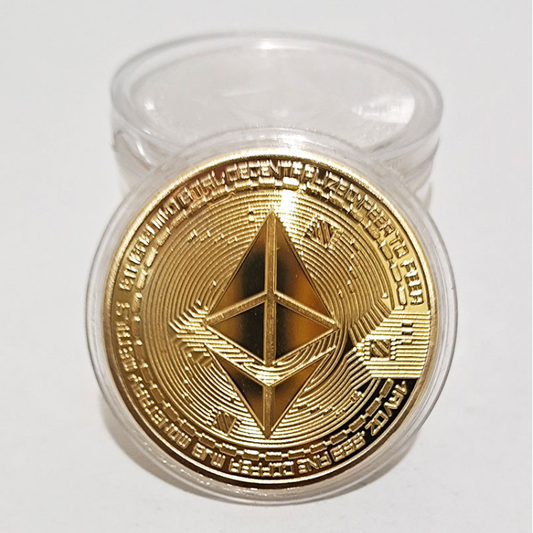 以太币bitcoin比特币虚拟币纪念章 镀金镀银把玩币金属