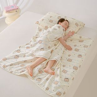 Summer Cotton Gauze Kidsren's Sleeping Bag Baby Pure Cotton Belly Protection Anti-Kick Quilt Artifact 2025 New Model Universal for All Seasons