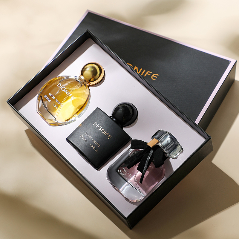 Nueva llegada Lifei nuevo negro opio caja de regalo traje de agua libre negro opio inversa París perfume conjunto de tres piezas