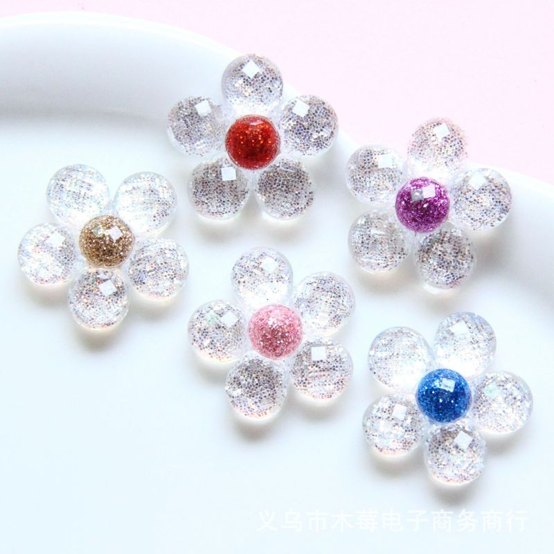 中号银白色梅花树脂贴片 2.5cm花朵饰品配件|undefined