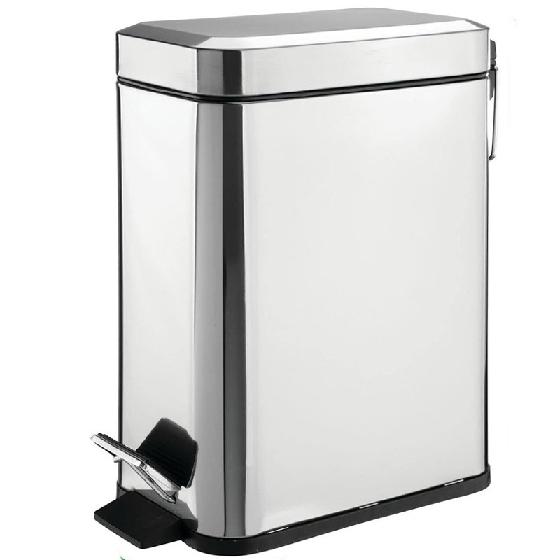Stainless Steel Trash Can Foot-Operated with Inner Bucket Lid Silent Opening and Closing Toilet Bathroom Kitchen Gap Household Cross-Border
