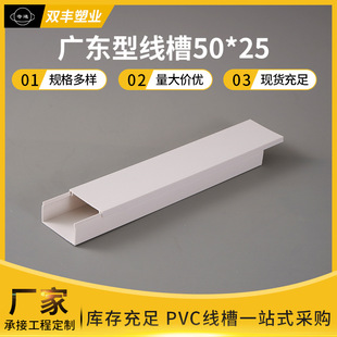 Customized Guangdong Type Wire Trough 50*25 Surface-Mounted Flat Cover Wire Trough Surface-Mounted Household Wiring Crimping Plastic Wire Trough