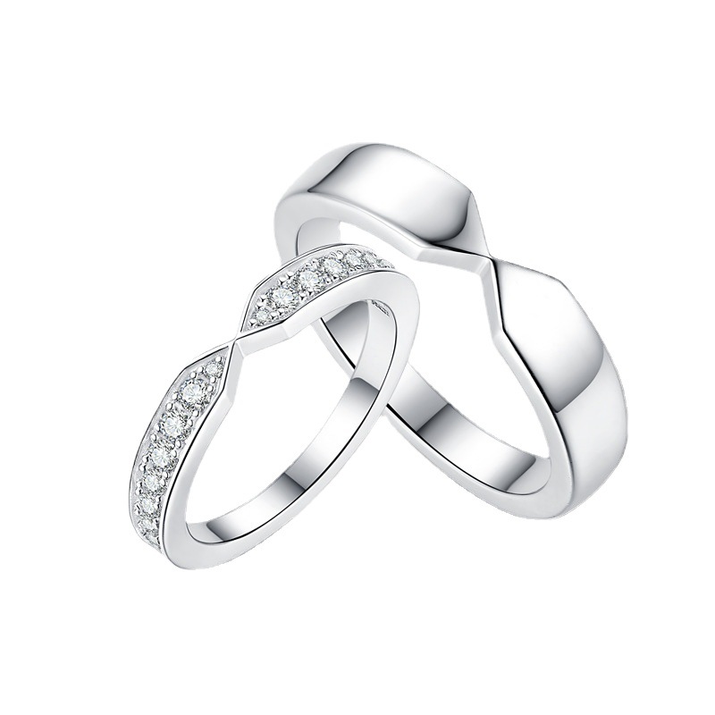 Yuntong Jewelry S925 Silver Plated 18k Gold Moissanite Couple Proposal Fashion Pair Ring Engagement Ring Free Engraving