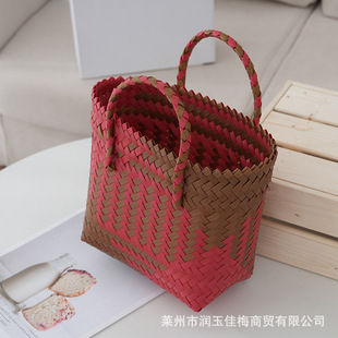 Xipu Accompanying Gift Plastic-woven Handmade Bag DIY Decorative Handbag for Travel All-match Plastic-woven Bag Plastic-woven Beach Bag