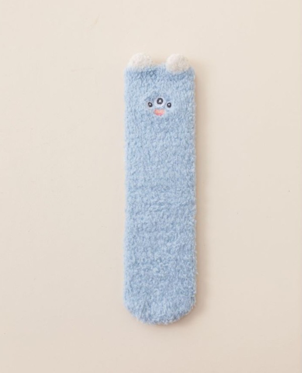 Calcetines de Piso Infantiles de Poliéster Térmicos, Antiolor y Bordados para Otoño e Invierno